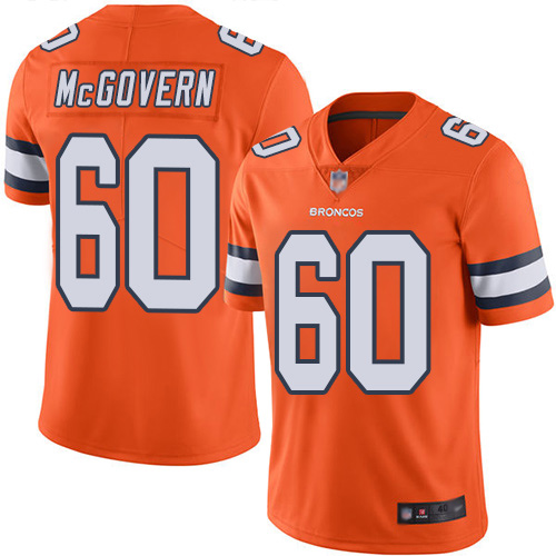 Men Denver Broncos #60 Connor McGovern Limited Orange Rush Vapor Untouchable Football NFL Jersey->denver broncos->NFL Jersey
